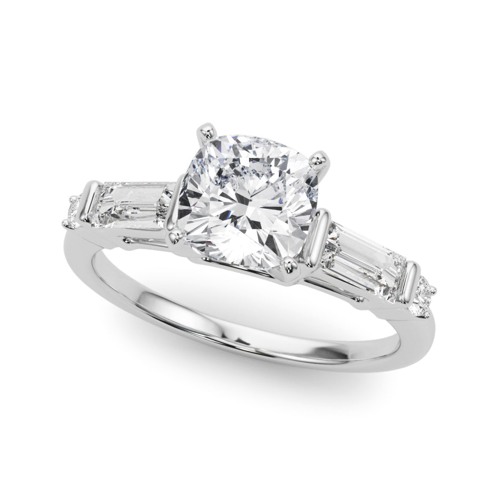 Pristine Rd & Sb Engagement Ring Round Diamond Engagement Ring in 10K/14K gold and platinum with certified lab-grown or natural diamonds