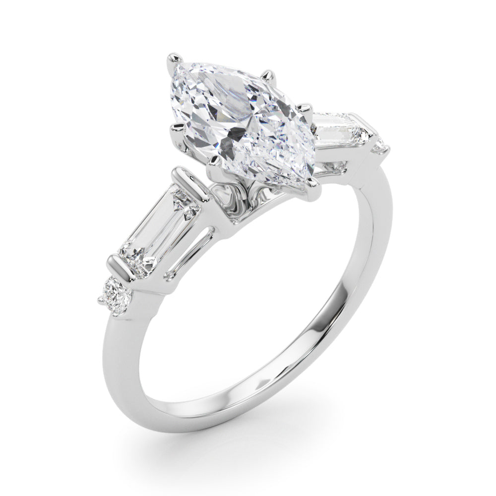 Pristine Rd & Sb Engagement Ring Round Diamond Engagement Ring in 10K/14K gold and platinum with certified lab-grown or natural diamonds