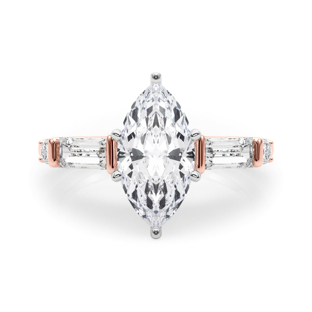 Pristine Rd & Sb Engagement Ring Round Diamond Engagement Ring in 10K/14K gold and platinum with certified lab-grown or natural diamonds