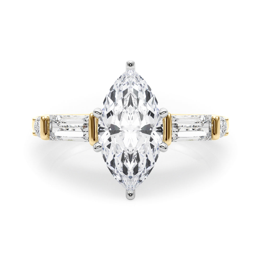 Pristine Rd & Sb Engagement Ring Round Diamond Engagement Ring in 10K/14K gold and platinum with certified lab-grown or natural diamonds
