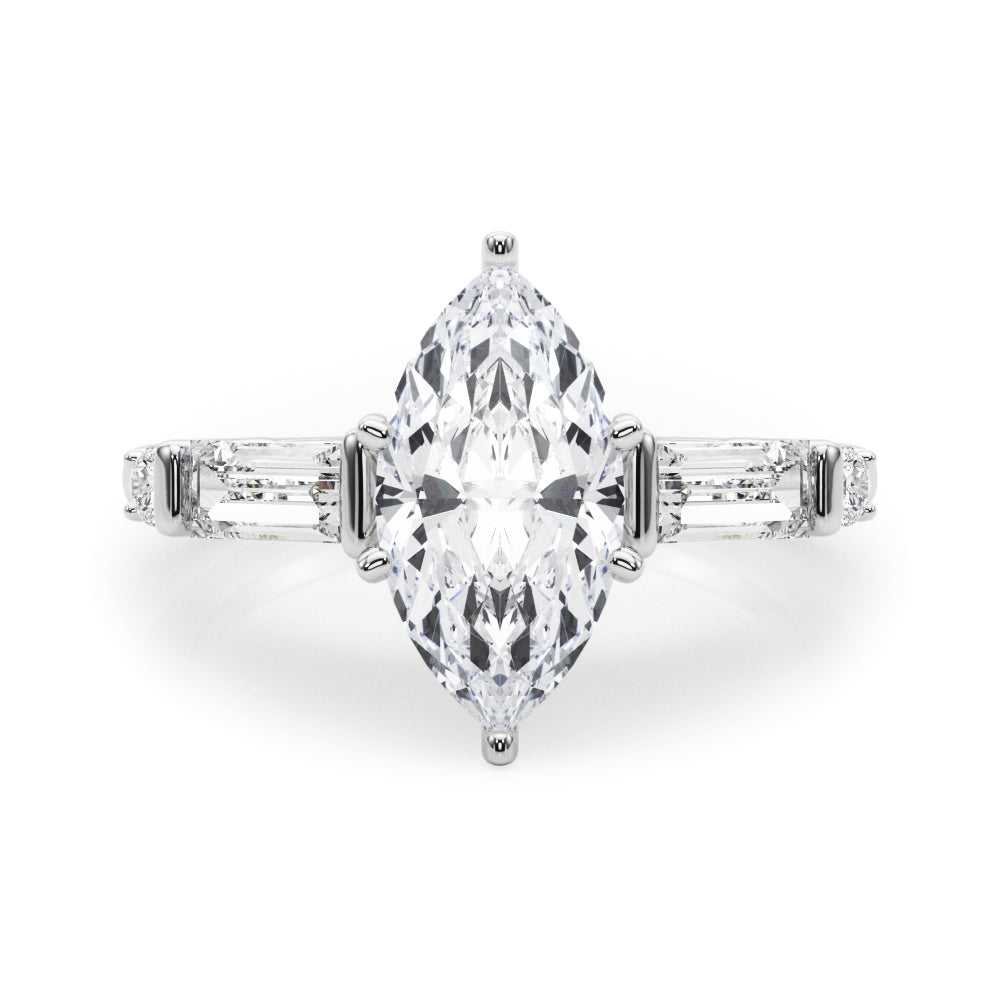 Pristine Rd & Sb Engagement Ring Round Diamond Engagement Ring in 10K/14K gold and platinum with certified lab-grown or natural diamonds