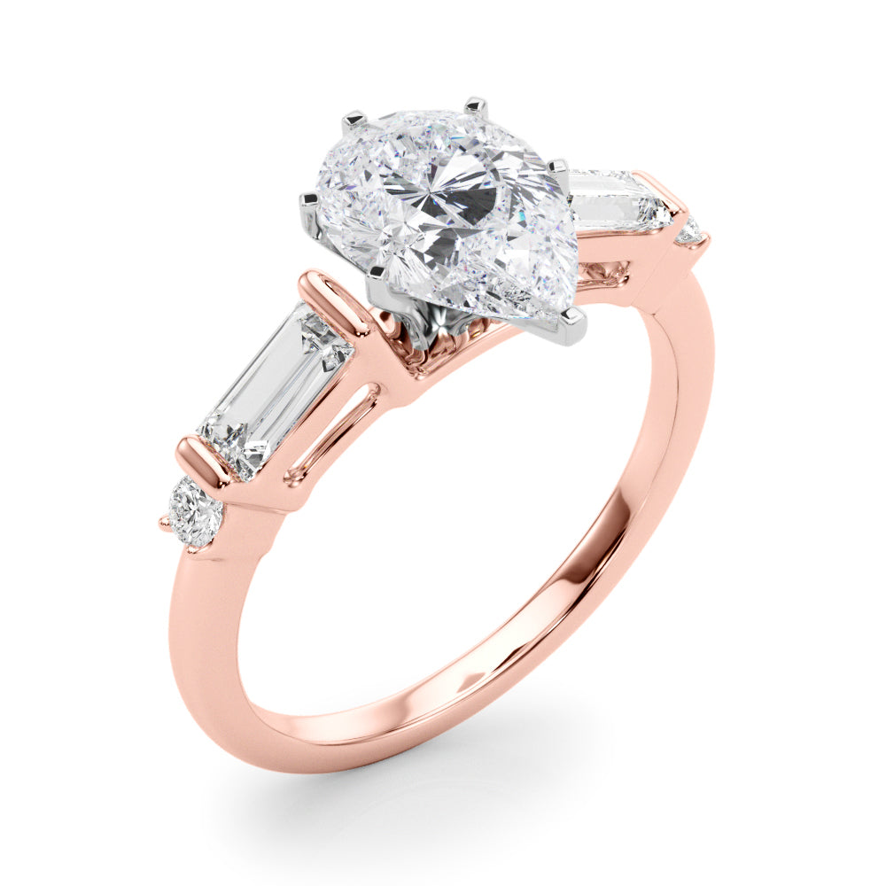 Pristine Rd & Sb Engagement Ring Round Diamond Engagement Ring in 10K/14K gold and platinum with certified lab-grown or natural diamonds