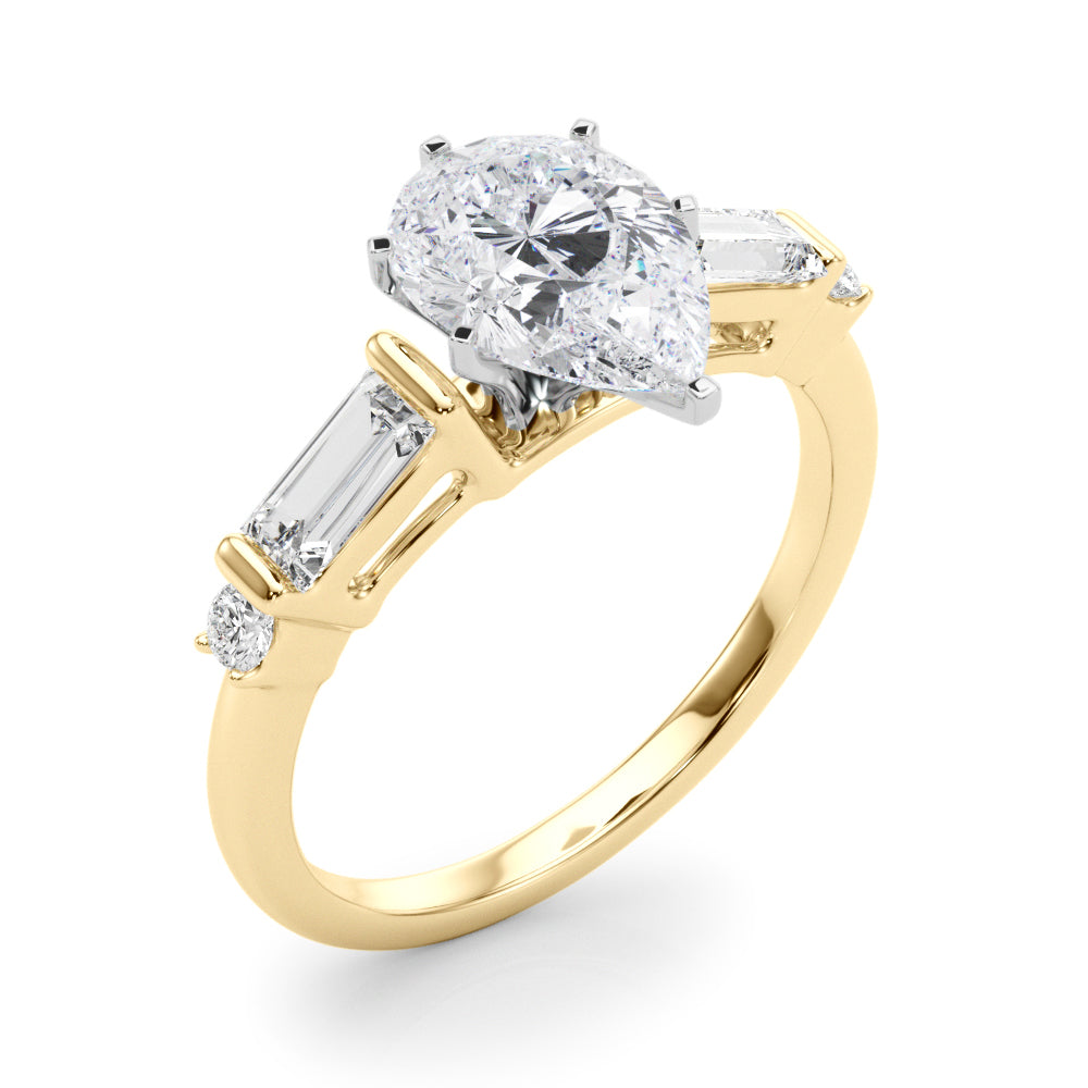 Pristine Rd & Sb Engagement Ring Round Diamond Engagement Ring in 10K/14K gold and platinum with certified lab-grown or natural diamonds