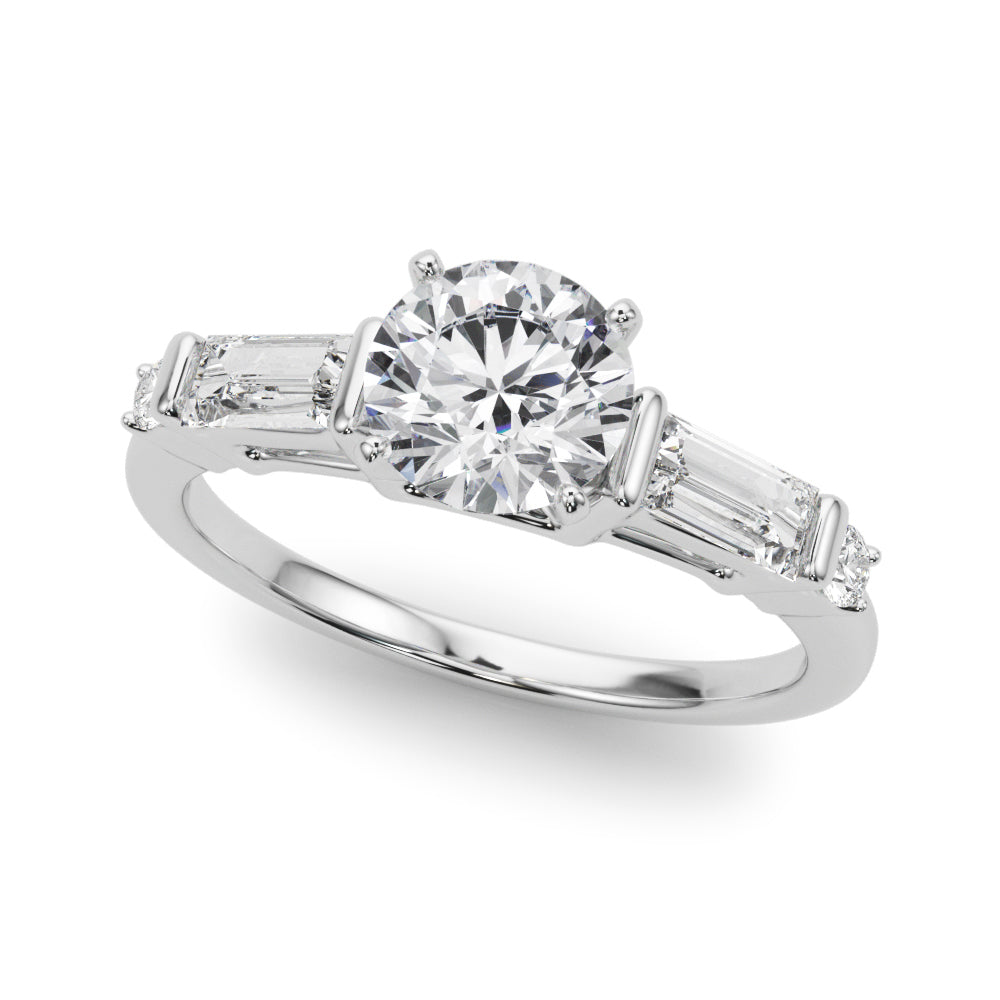 Pristine Rd & Sb Engagement Ring Round Diamond Engagement Ring in 10K/14K gold and platinum with certified lab-grown or natural diamonds
