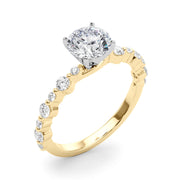 Devoted Sidestone Round Diamond Engagement Ring in 10K/14K gold and platinum with certified lab-grown or natural diamonds