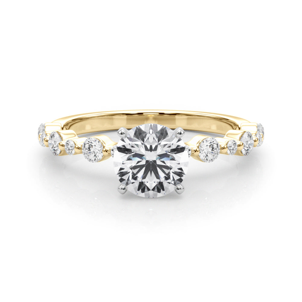 Devoted Sidestone Round Diamond Engagement Ring in 10K/14K gold and platinum with certified lab-grown or natural diamonds