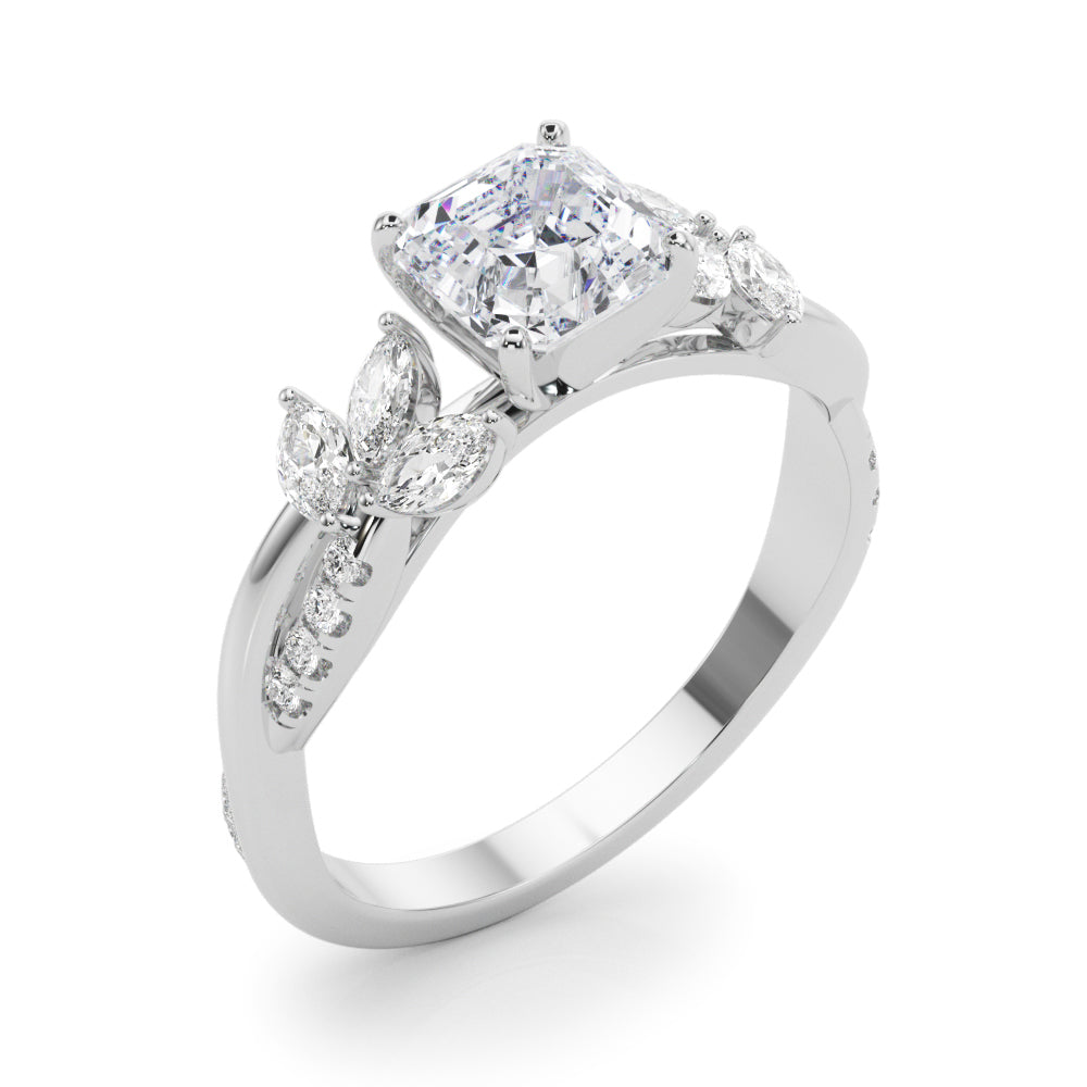 Radiant Rd & Mq Twisted Shank Engagement Round Diamond Engagement Ring in 10K/14K gold and platinum with certified lab-grown or natural diamonds
