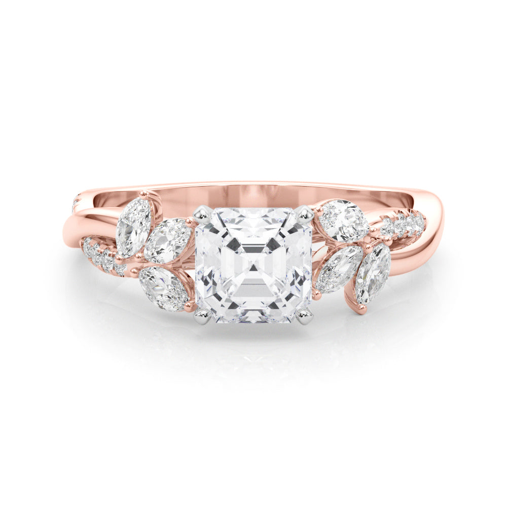 Radiant Rd & Mq Twisted Shank Engagement Round Diamond Engagement Ring in 10K/14K gold and platinum with certified lab-grown or natural diamonds