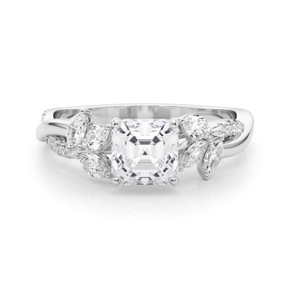 Radiant Rd & Mq Twisted Shank Engagement Round Diamond Engagement Ring in 10K/14K gold and platinum with certified lab-grown or natural diamonds