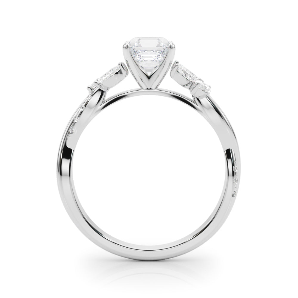Radiant Rd & Mq Twisted Shank Engagement Round Diamond Engagement Ring in 10K/14K gold and platinum with certified lab-grown or natural diamonds