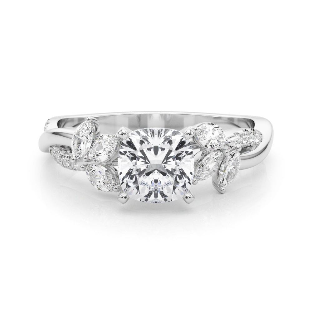 Radiant Rd & Mq Twisted Shank Engagement Round Diamond Engagement Ring in 10K/14K gold and platinum with certified lab-grown or natural diamonds
