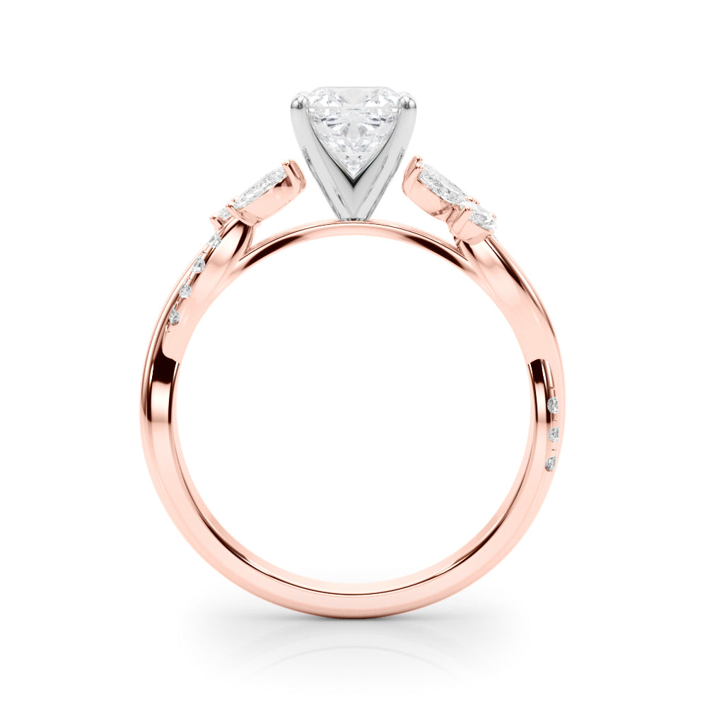 Radiant Rd & Mq Twisted Shank Engagement Round Diamond Engagement Ring in 10K/14K gold and platinum with certified lab-grown or natural diamonds