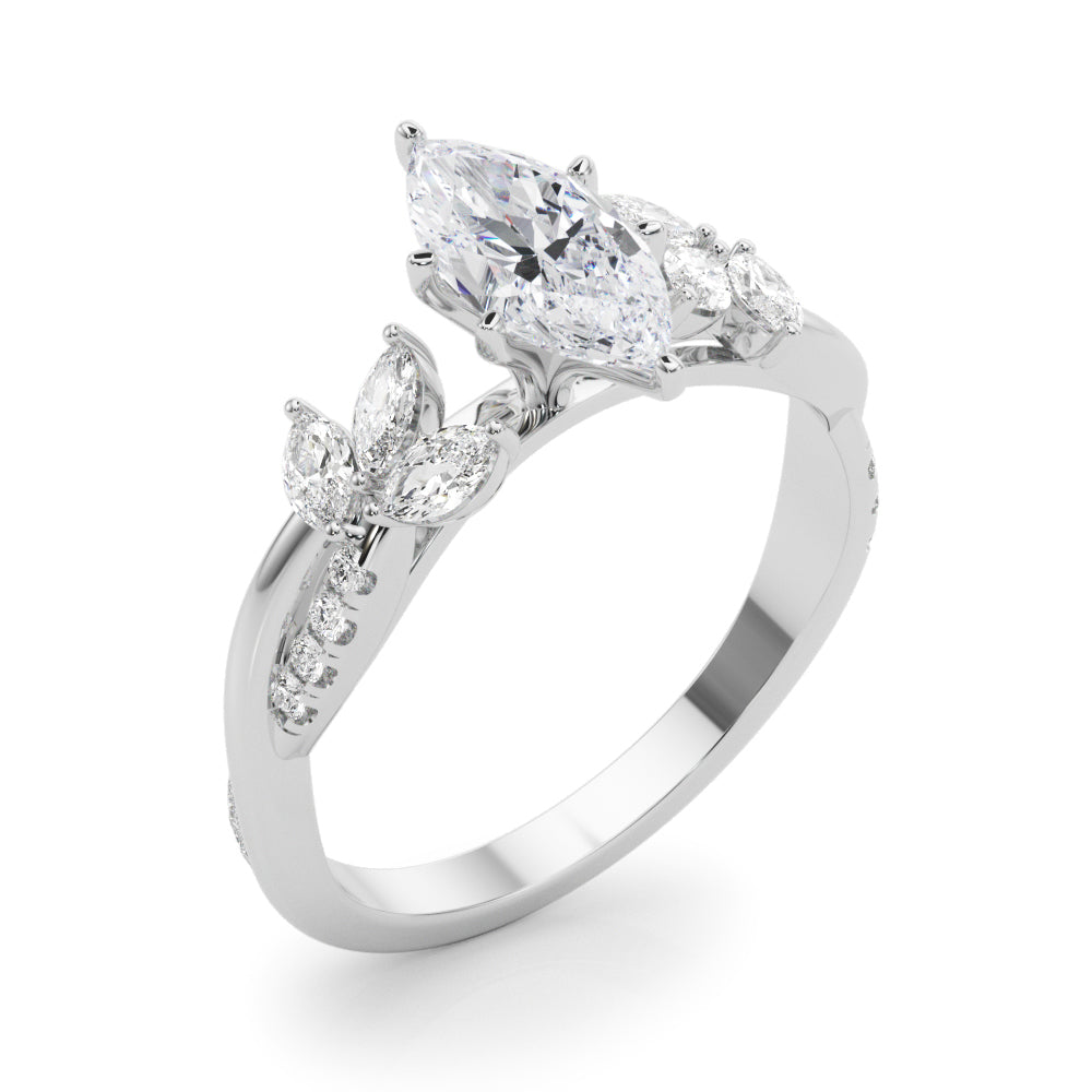 Radiant Rd & Mq Twisted Shank Engagement Round Diamond Engagement Ring in 10K/14K gold and platinum with certified lab-grown or natural diamonds