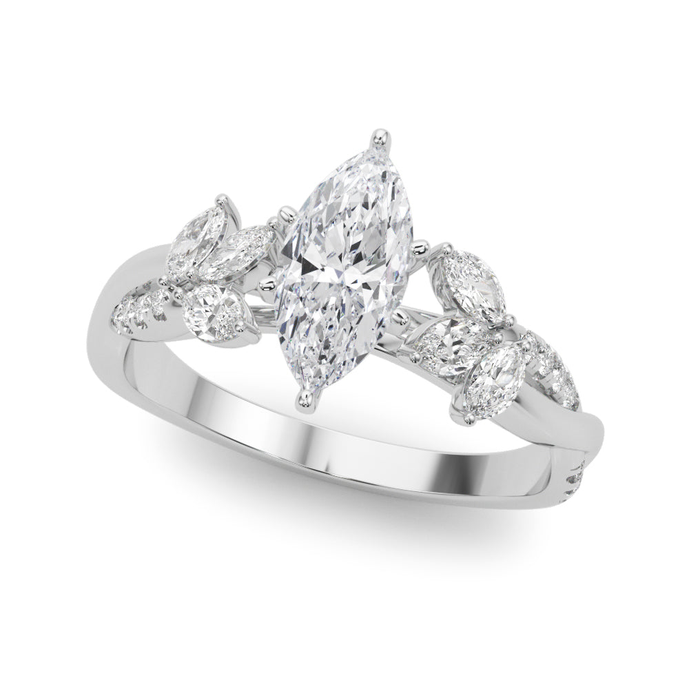 Radiant Rd & Mq Twisted Shank Engagement Round Diamond Engagement Ring in 10K/14K gold and platinum with certified lab-grown or natural diamonds