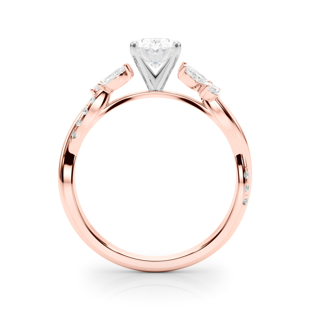 Radiant Rd & Mq Twisted Shank Engagement Round Diamond Engagement Ring in 10K/14K gold and platinum with certified lab-grown or natural diamonds