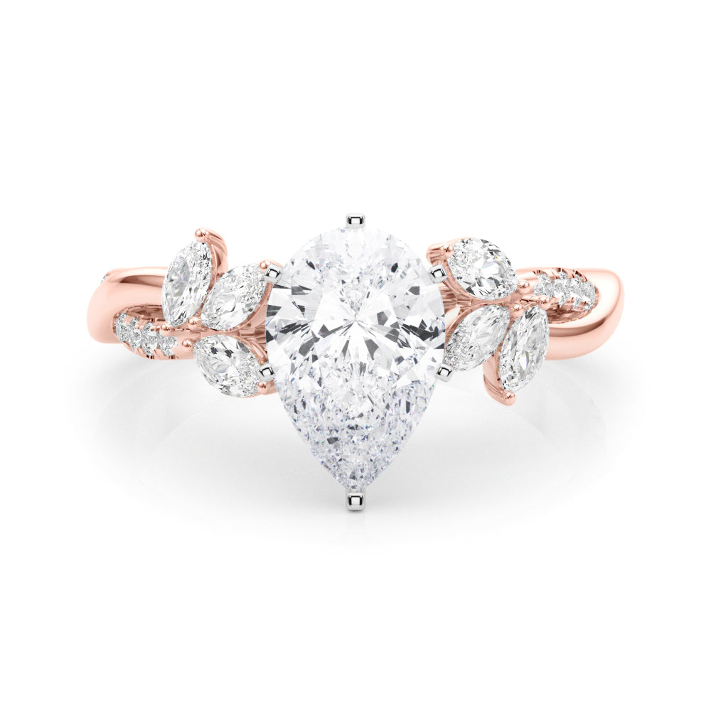 Radiant Rd & Mq Twisted Shank Engagement Round Diamond Engagement Ring in 10K/14K gold and platinum with certified lab-grown or natural diamonds