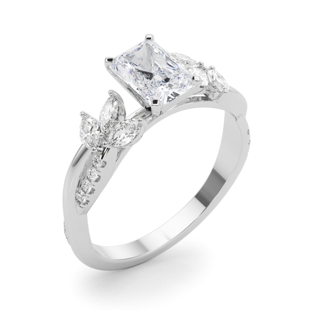 Radiant Rd & Mq Twisted Shank Engagement Round Diamond Engagement Ring in 10K/14K gold and platinum with certified lab-grown or natural diamonds