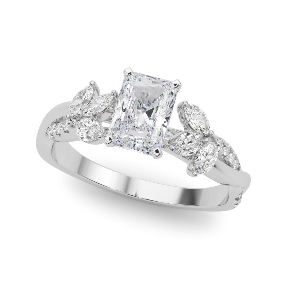 Radiant Rd & Mq Twisted Shank Engagement Round Diamond Engagement Ring in 10K/14K gold and platinum with certified lab-grown or natural diamonds