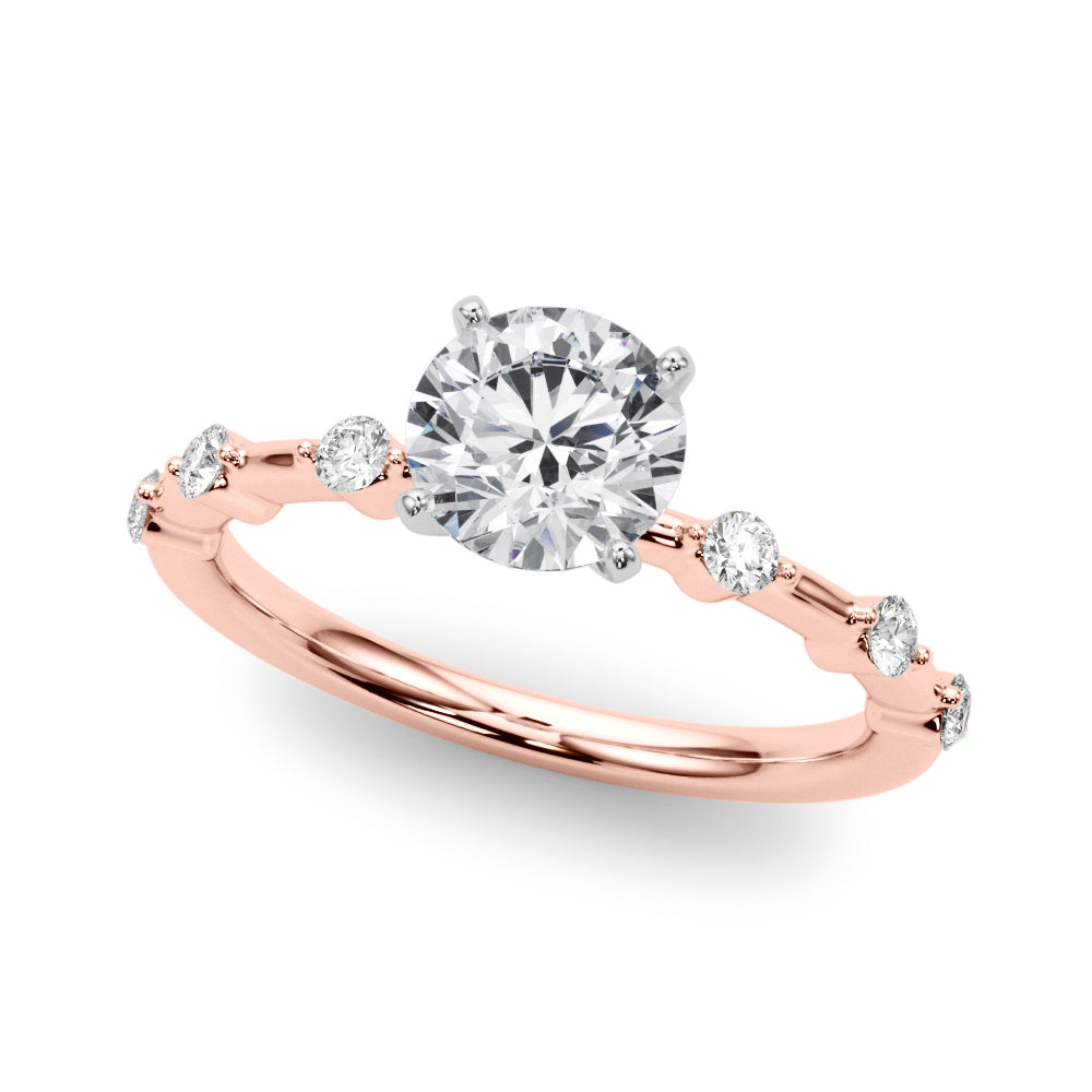 Brilliant Rd Shared Pr Single Row Round Diamond Engagement Ring in 10K/14K gold and platinum with certified lab-grown or natural diamonds