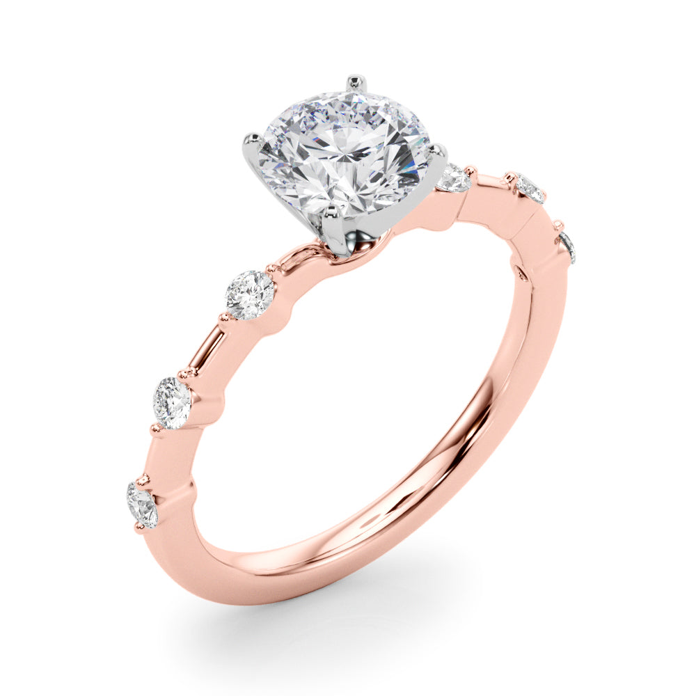 Brilliant Rd Shared Pr Single Row Round Diamond Engagement Ring in 10K/14K gold and platinum with certified lab-grown or natural diamonds