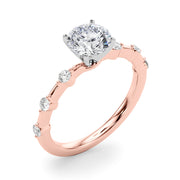 Brilliant Rd Shared Pr Single Row Round Diamond Engagement Ring in 10K/14K gold and platinum with certified lab-grown or natural diamonds