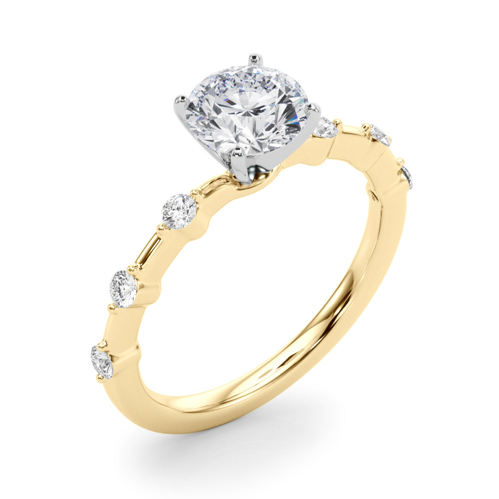Brilliant Rd Shared Pr Single Row Round Diamond Engagement Ring in 10K/14K gold and platinum with certified lab-grown or natural diamonds