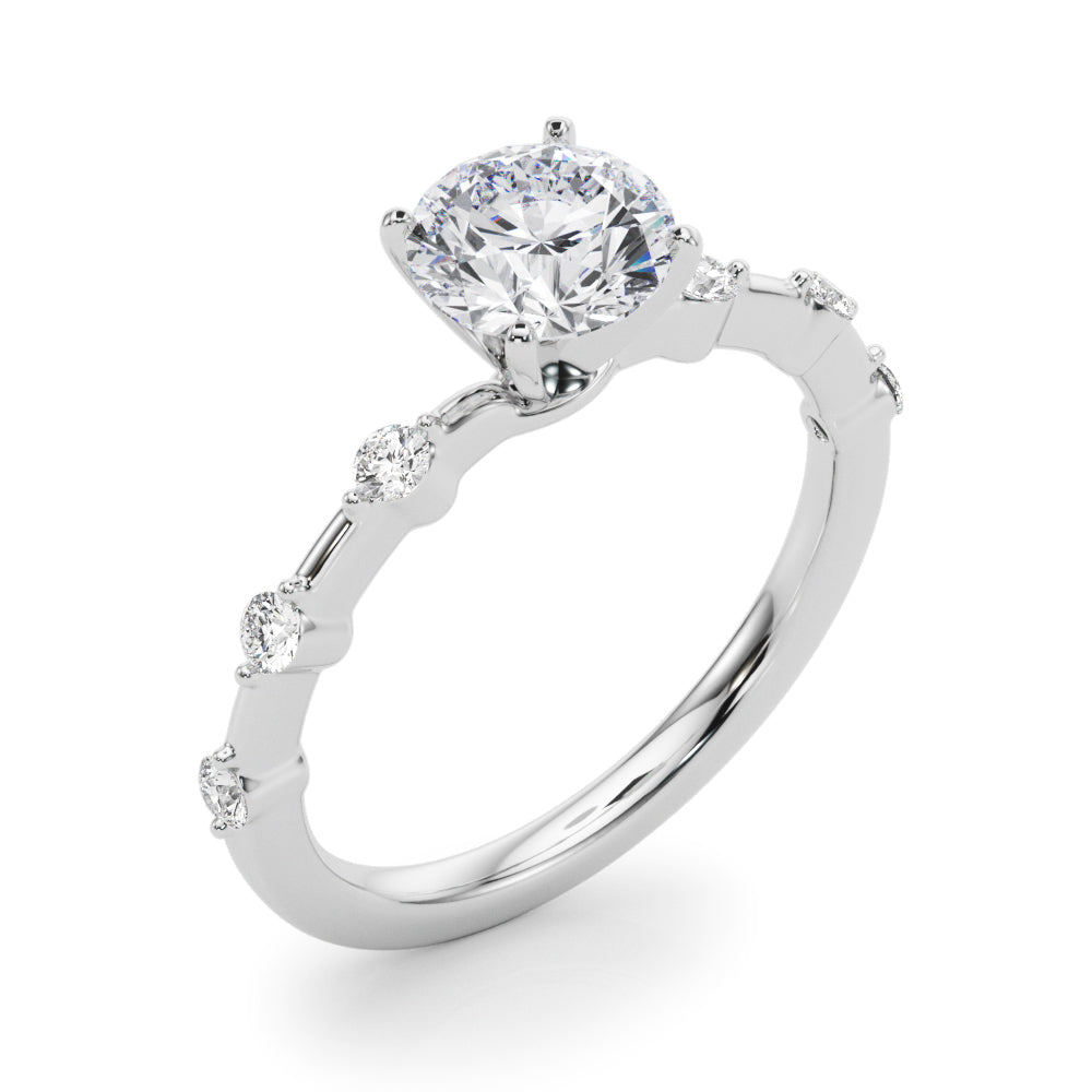 Brilliant Rd Shared Pr Single Row Round Diamond Engagement Ring in 10K/14K gold and platinum with certified lab-grown or natural diamonds