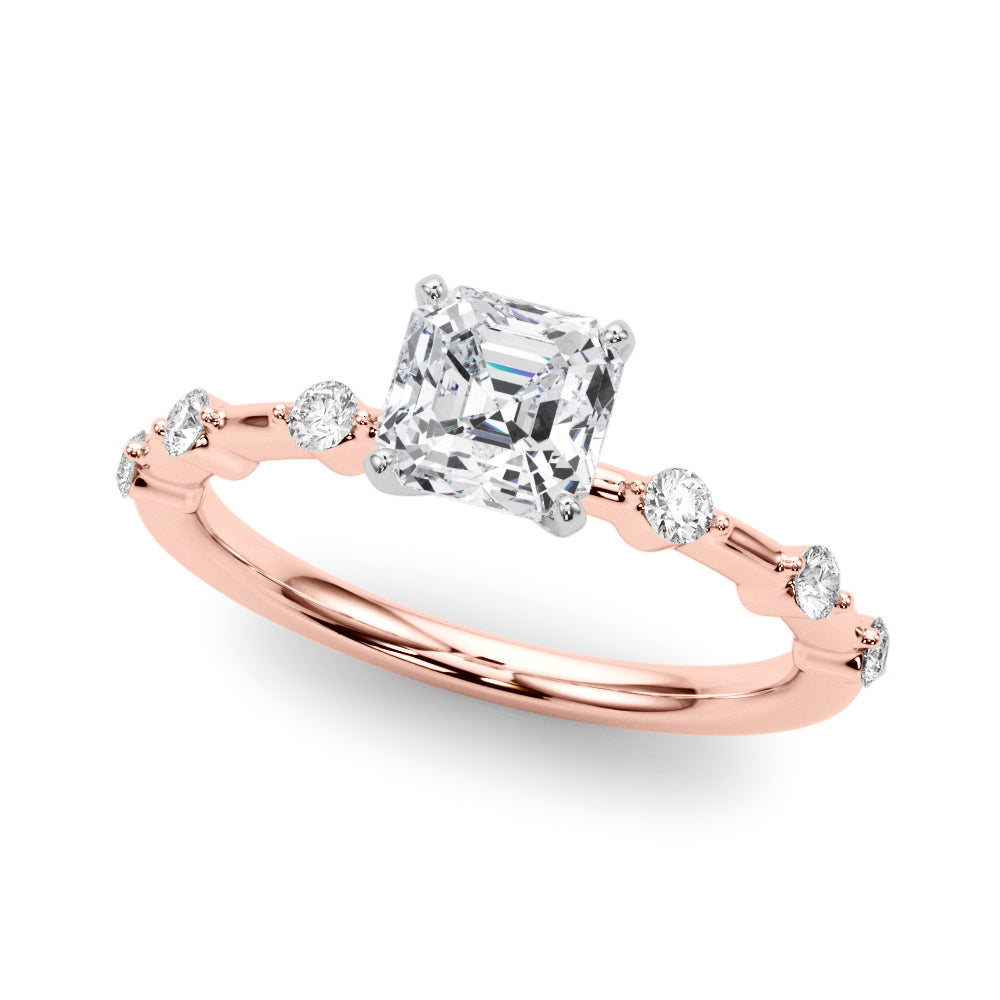 Brilliant Rd Shared Pr Single Row Round Diamond Engagement Ring in 10K/14K gold and platinum with certified lab-grown or natural diamonds