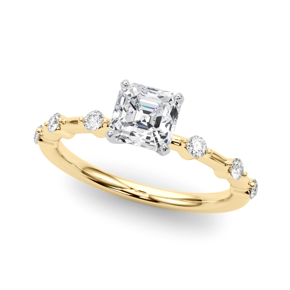 Brilliant Rd Shared Pr Single Row Round Diamond Engagement Ring in 10K/14K gold and platinum with certified lab-grown or natural diamonds