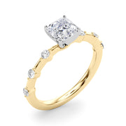 Brilliant Rd Shared Pr Single Row Round Diamond Engagement Ring in 10K/14K gold and platinum with certified lab-grown or natural diamonds