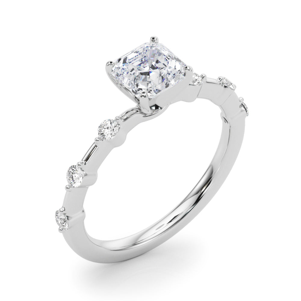 Brilliant Rd Shared Pr Single Row Round Diamond Engagement Ring in 10K/14K gold and platinum with certified lab-grown or natural diamonds
