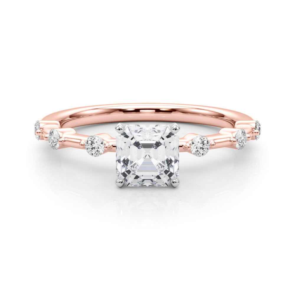 Brilliant Rd Shared Pr Single Row Round Diamond Engagement Ring in 10K/14K gold and platinum with certified lab-grown or natural diamonds