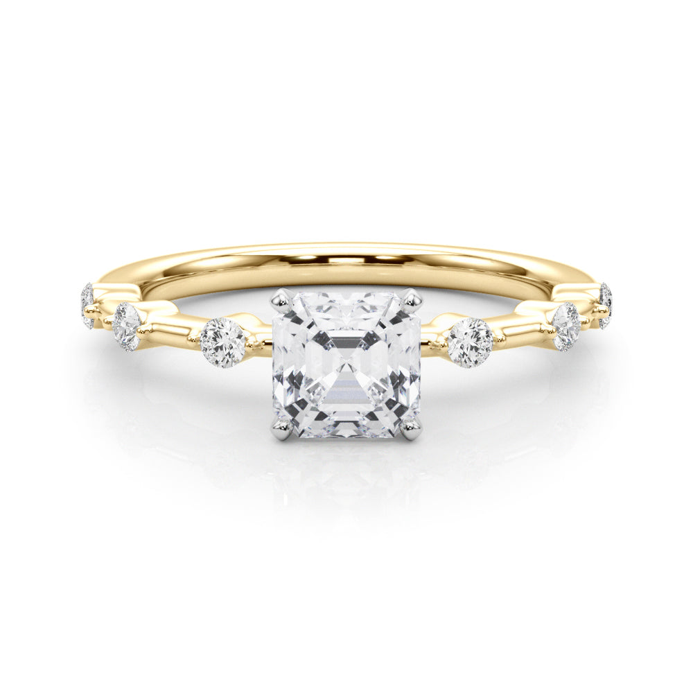 Brilliant Rd Shared Pr Single Row Round Diamond Engagement Ring in 10K/14K gold and platinum with certified lab-grown or natural diamonds