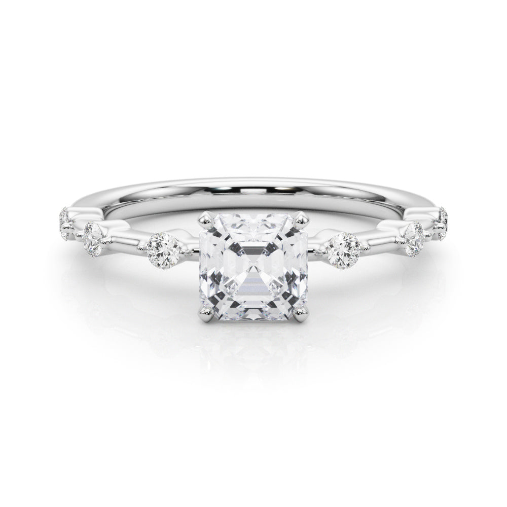 Brilliant Rd Shared Pr Single Row Round Diamond Engagement Ring in 10K/14K gold and platinum with certified lab-grown or natural diamonds