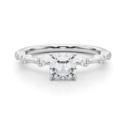 Brilliant Rd Shared Pr Single Row Round Diamond Engagement Ring in 10K/14K gold and platinum with certified lab-grown or natural diamonds