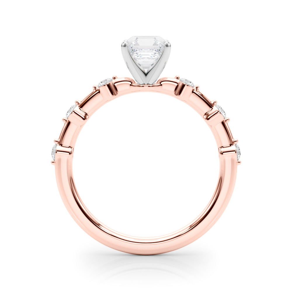 Brilliant Rd Shared Pr Single Row Round Diamond Engagement Ring in 10K/14K gold and platinum with certified lab-grown or natural diamonds