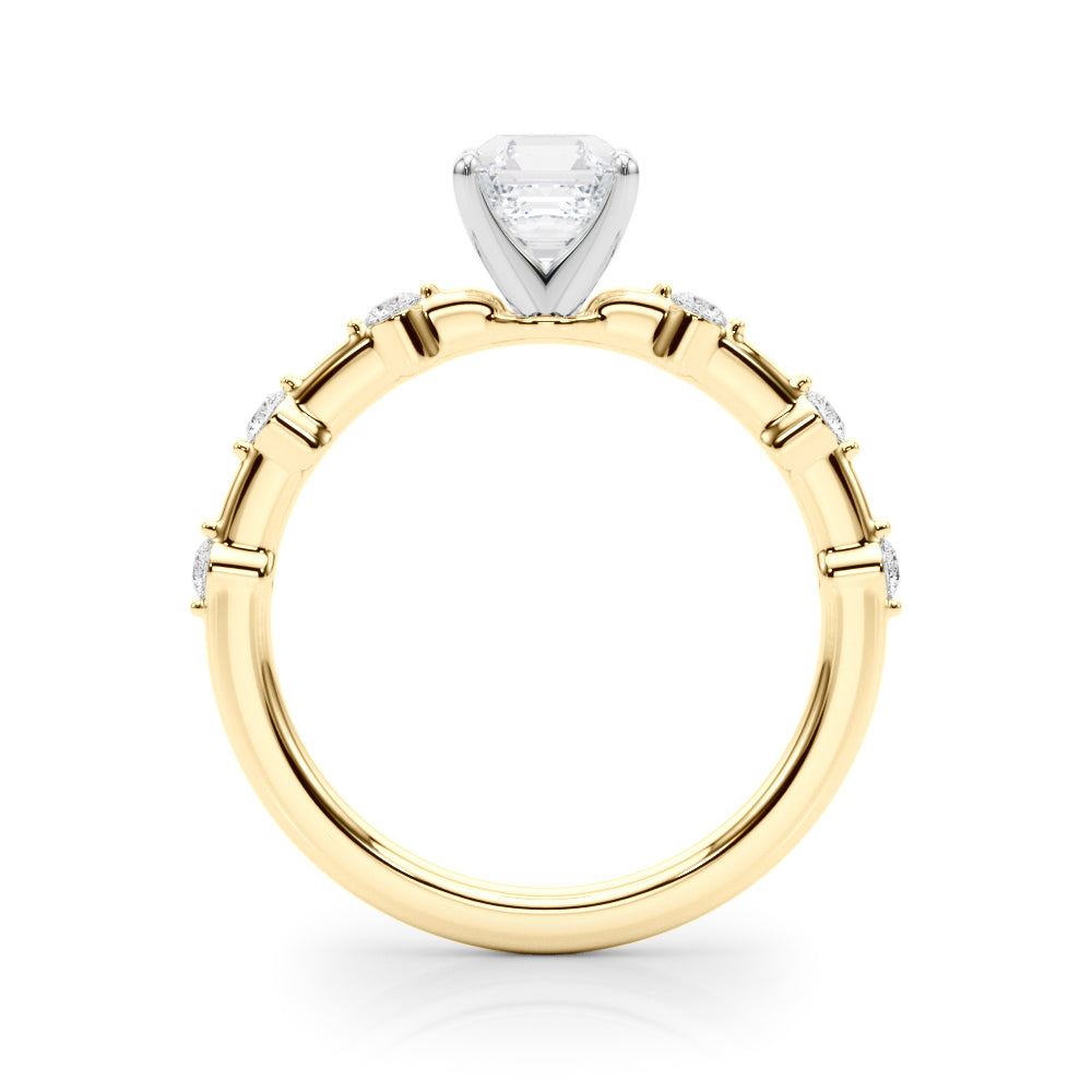 Brilliant Rd Shared Pr Single Row Round Diamond Engagement Ring in 10K/14K gold and platinum with certified lab-grown or natural diamonds