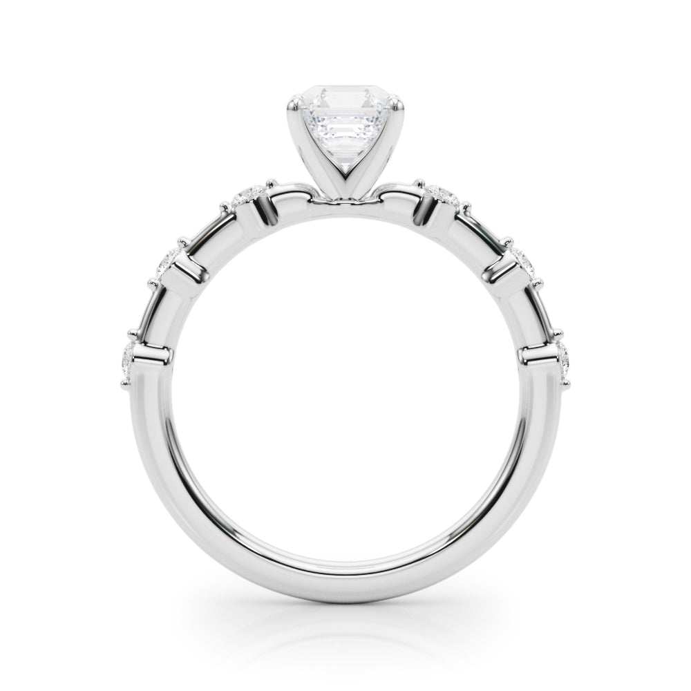 Brilliant Rd Shared Pr Single Row Round Diamond Engagement Ring in 10K/14K gold and platinum with certified lab-grown or natural diamonds