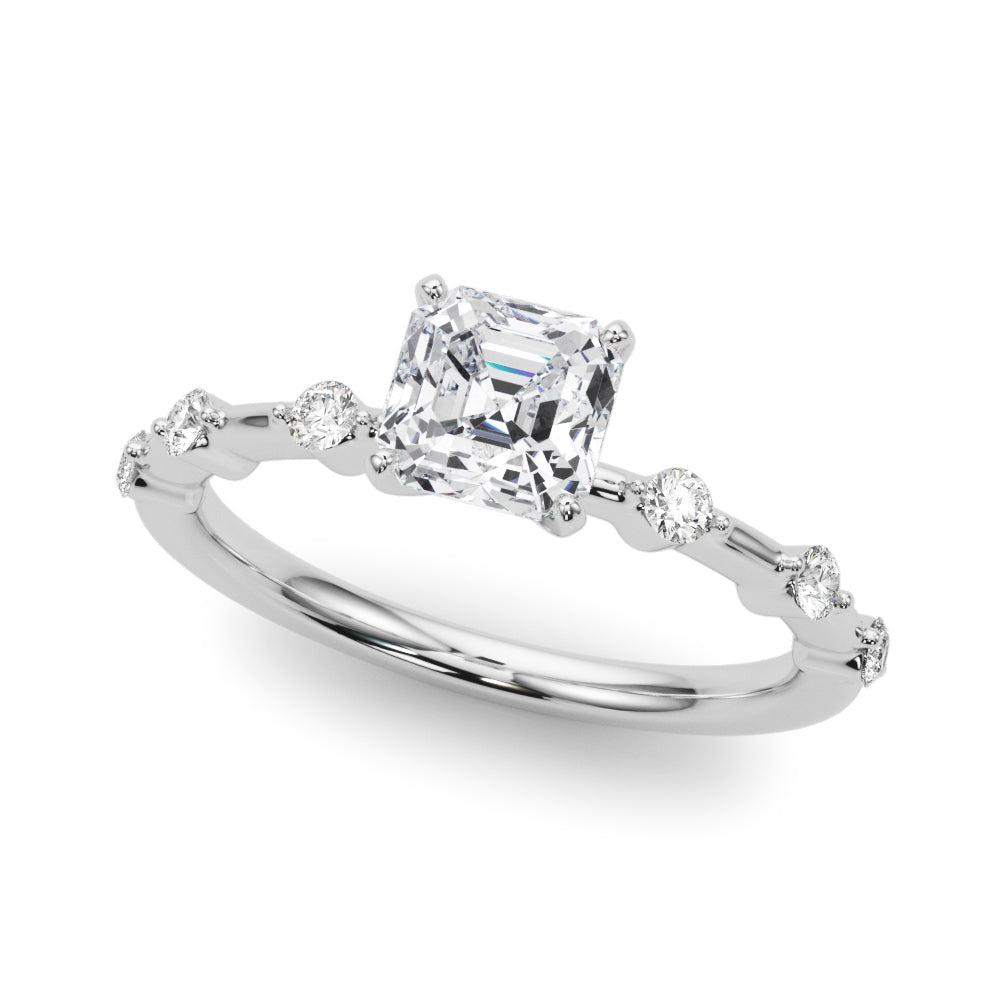 Brilliant Rd Shared Pr Single Row Round Diamond Engagement Ring in 10K/14K gold and platinum with certified lab-grown or natural diamonds