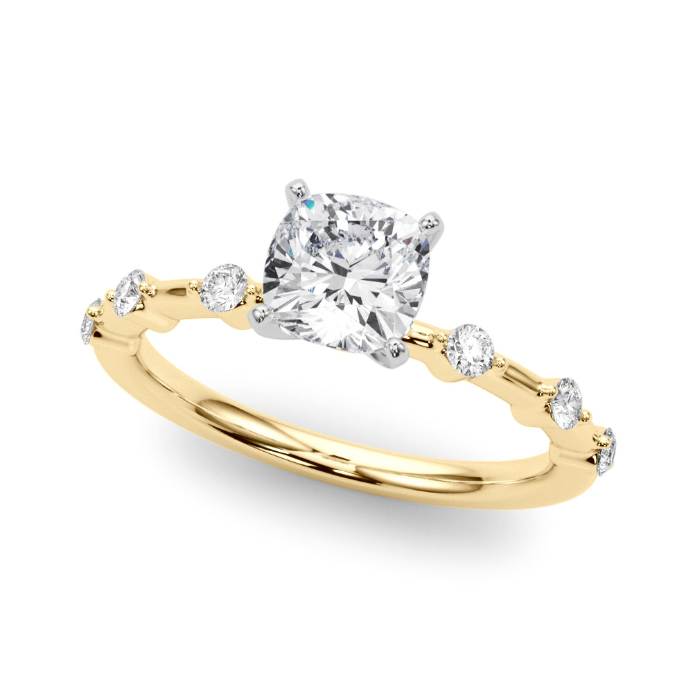 Brilliant Rd Shared Pr Single Row Round Diamond Engagement Ring in 10K/14K gold and platinum with certified lab-grown or natural diamonds
