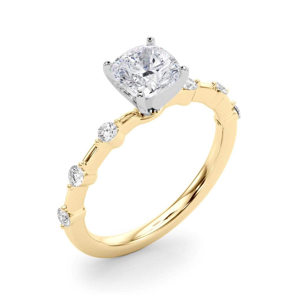 Brilliant Rd Shared Pr Single Row Round Diamond Engagement Ring in 10K/14K gold and platinum with certified lab-grown or natural diamonds