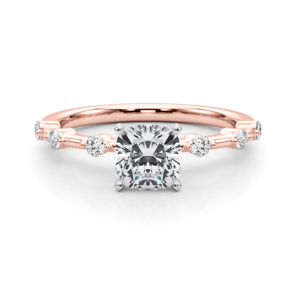 Brilliant Rd Shared Pr Single Row Round Diamond Engagement Ring in 10K/14K gold and platinum with certified lab-grown or natural diamonds