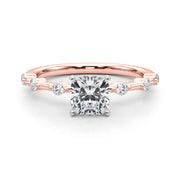 Brilliant Rd Shared Pr Single Row Round Diamond Engagement Ring in 10K/14K gold and platinum with certified lab-grown or natural diamonds