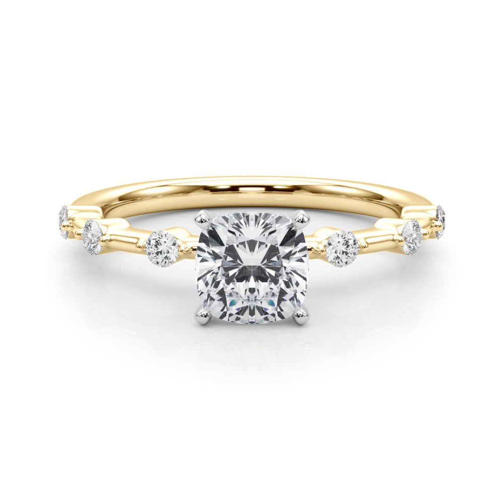 Brilliant Rd Shared Pr Single Row Round Diamond Engagement Ring in 10K/14K gold and platinum with certified lab-grown or natural diamonds