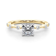 Brilliant Rd Shared Pr Single Row Round Diamond Engagement Ring in 10K/14K gold and platinum with certified lab-grown or natural diamonds