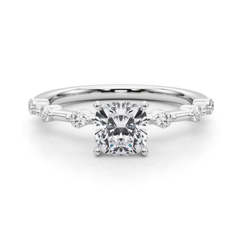 Brilliant Rd Shared Pr Single Row Round Diamond Engagement Ring in 10K/14K gold and platinum with certified lab-grown or natural diamonds