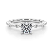 Brilliant Rd Shared Pr Single Row Round Diamond Engagement Ring in 10K/14K gold and platinum with certified lab-grown or natural diamonds