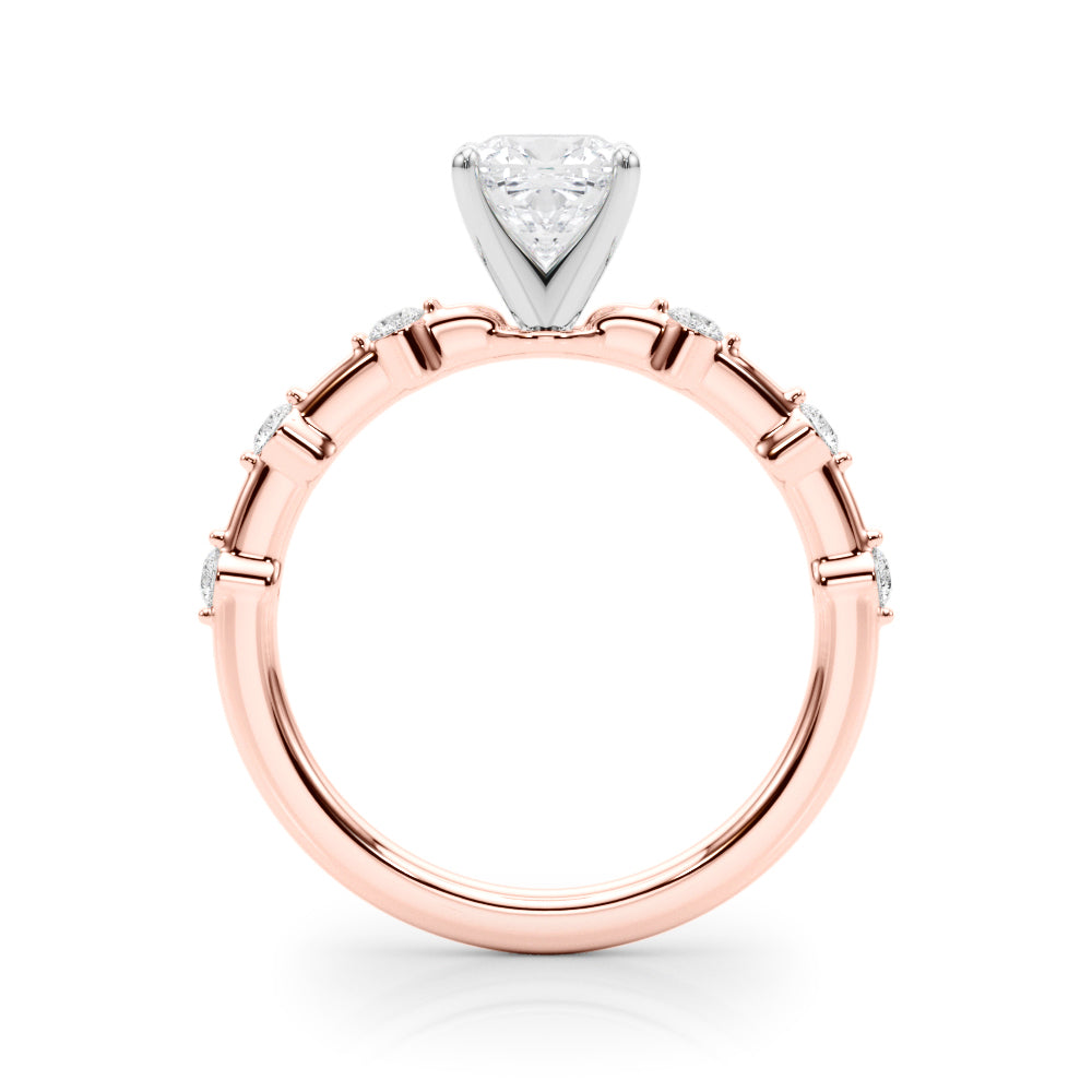 Brilliant Rd Shared Pr Single Row Round Diamond Engagement Ring in 10K/14K gold and platinum with certified lab-grown or natural diamonds