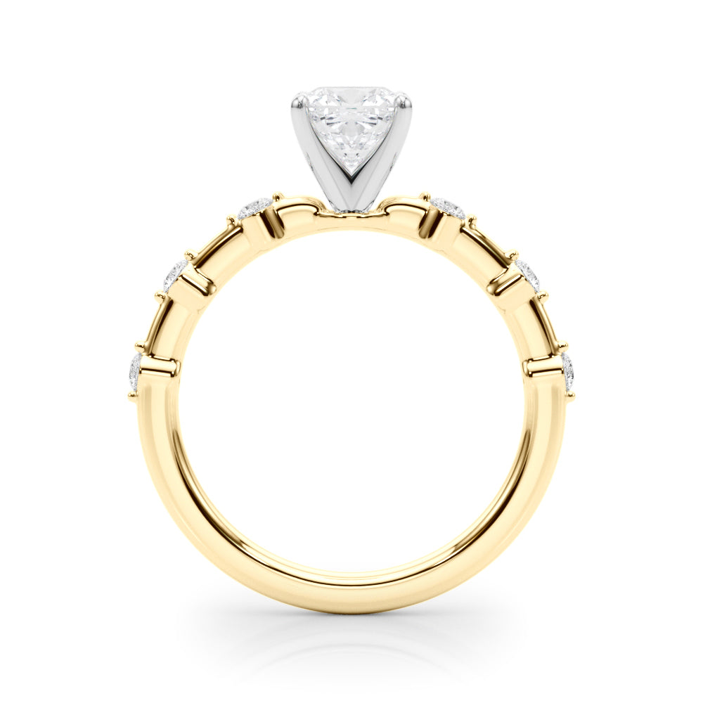 Brilliant Rd Shared Pr Single Row Round Diamond Engagement Ring in 10K/14K gold and platinum with certified lab-grown or natural diamonds