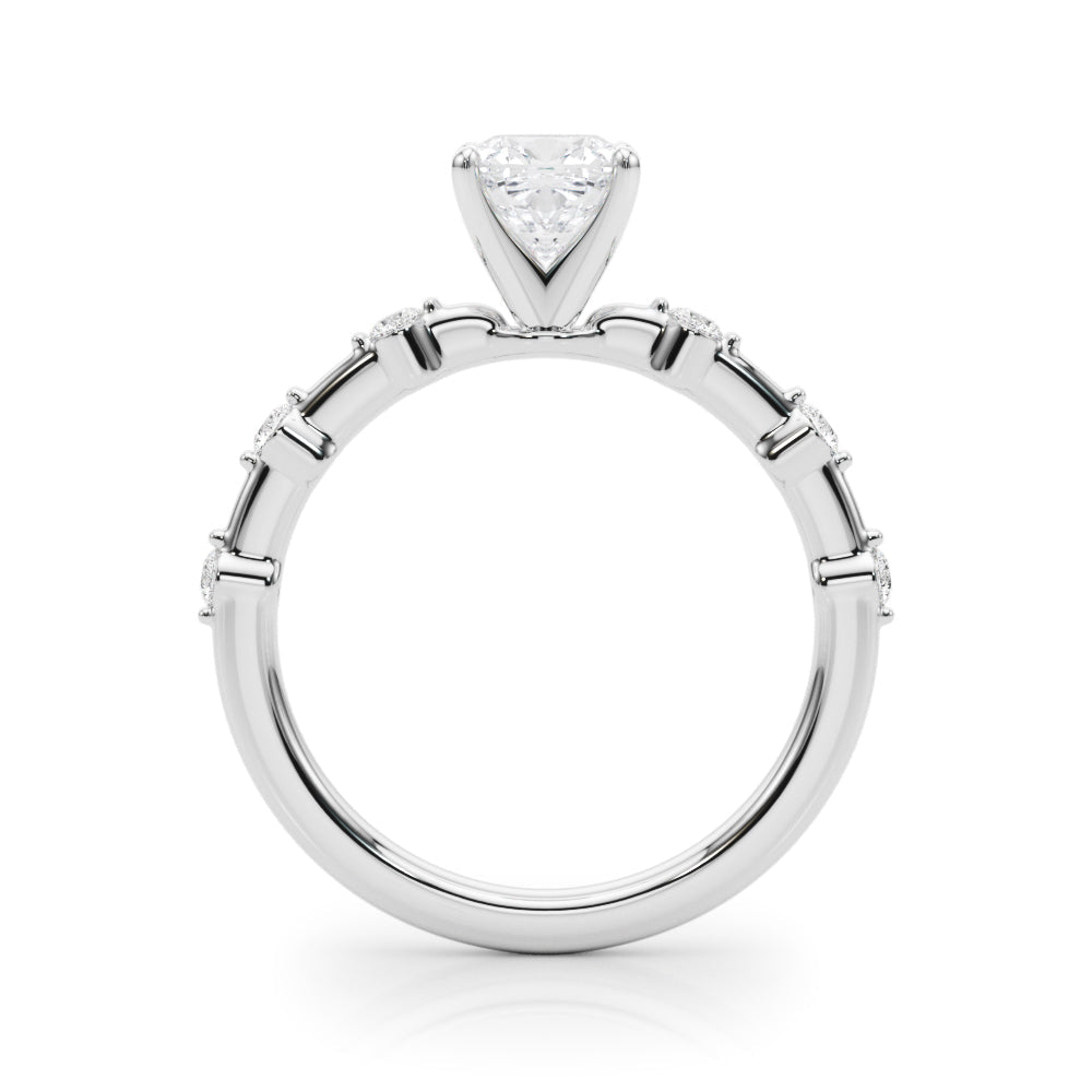 Brilliant Rd Shared Pr Single Row Round Diamond Engagement Ring in 10K/14K gold and platinum with certified lab-grown or natural diamonds